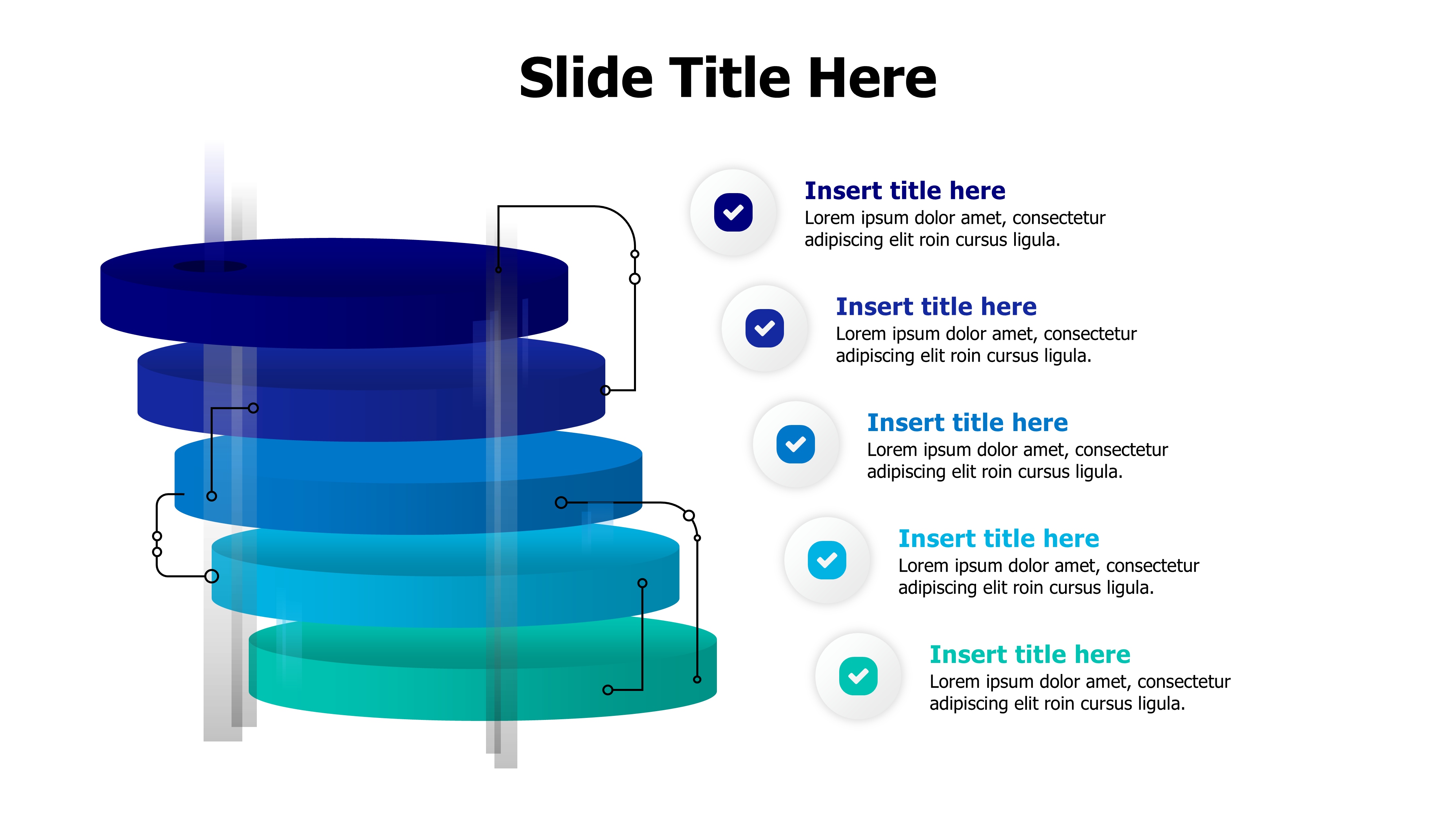 5 3D colored cylindes infographic