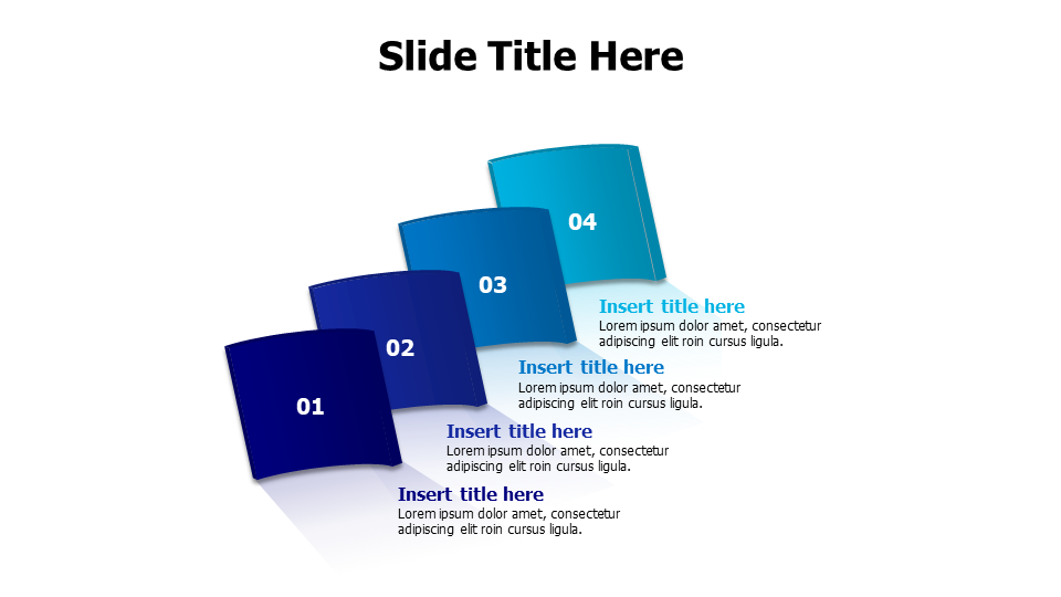 4 points 3D curved overlayed shapes with shadow infographic