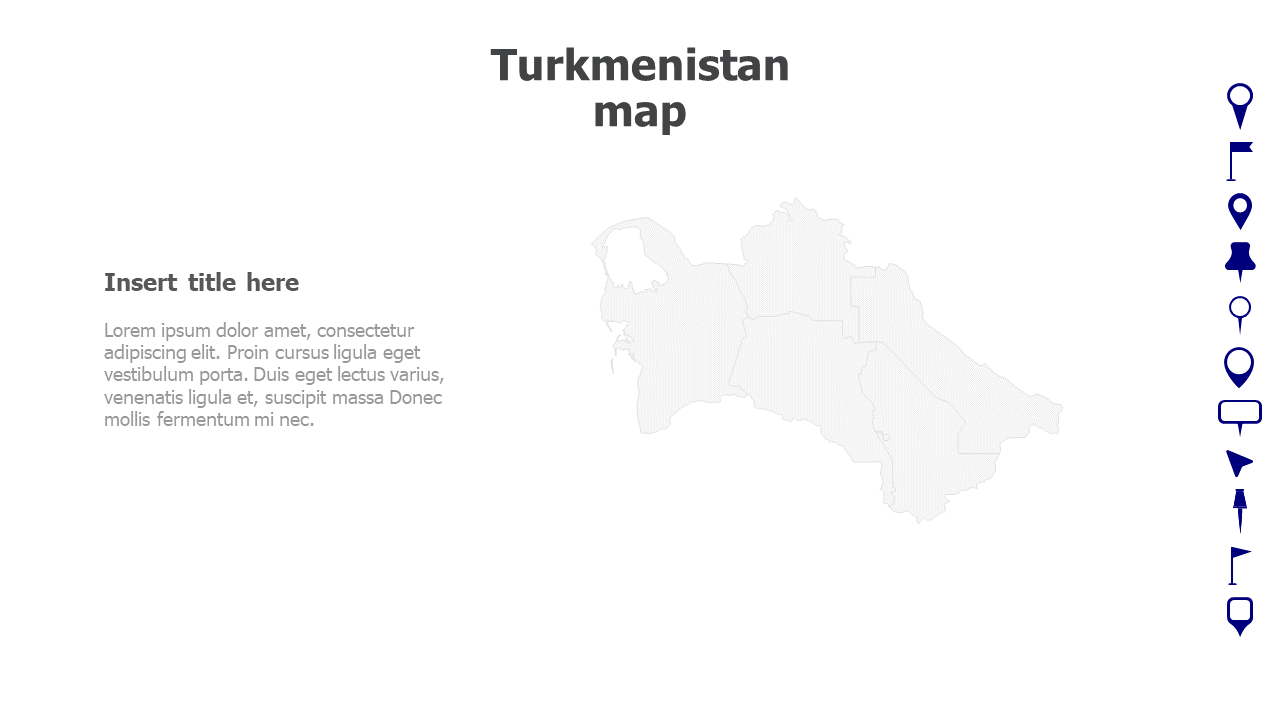 Map,Editable map,pins,countries,counties,infographics,continent,powerpoint,powerpoint infographics,Google slides,Keynote,Turkmenistan map