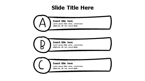 3 doodle stripes with letters infographic