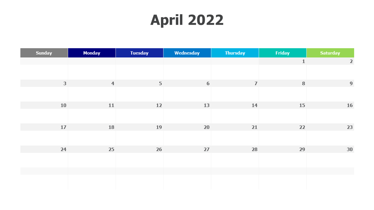 Calendar,April 2022