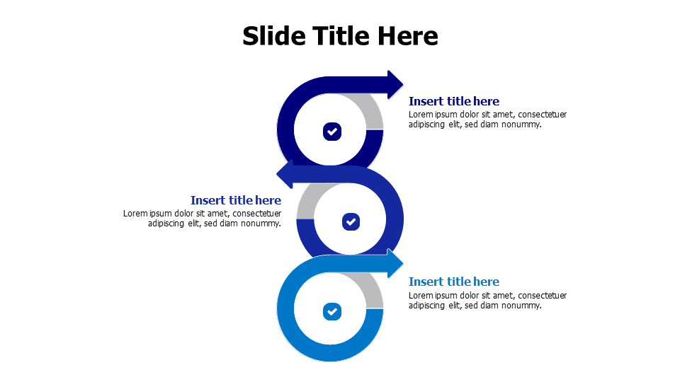 three points overlapping arrows infographic