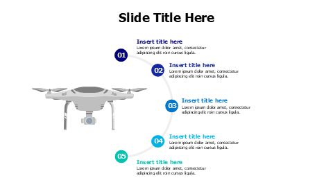 5 points drone infographic with numbers