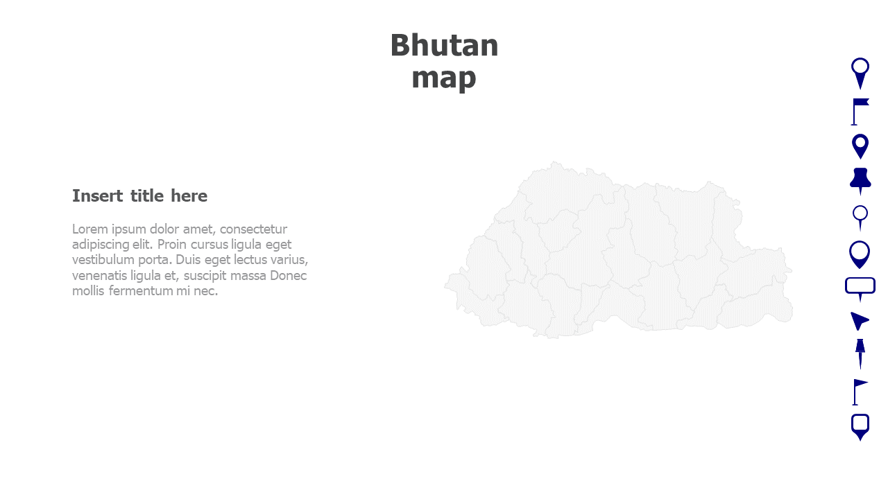 Map,Editable map,pins,countries,counties,infographics,continent,powerpoint,powerpoint infographics,Google slides,Keynote,Bhutan map