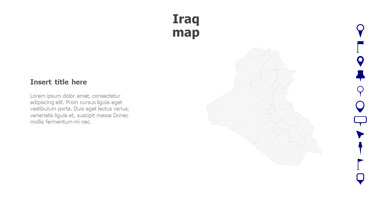 Map,Editable map,pins,countries,counties,infographics,continent,powerpoint,powerpoint infographics,Google slides,Keynote,Iraq map