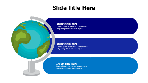 3 points colored office globe with stripes infographic