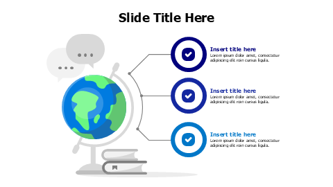 3 points office globe branching infographic