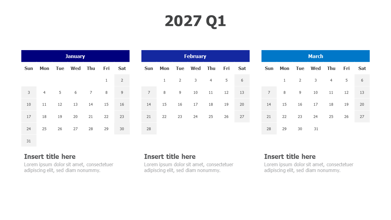 2027 Q1 Calendar