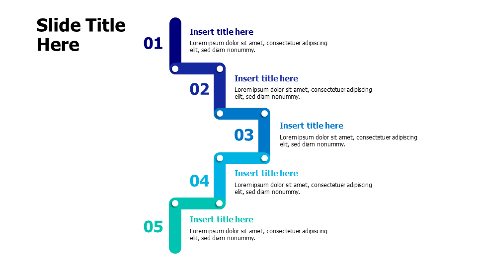 5 points colored lines infographic with numbering PowerPoint Template