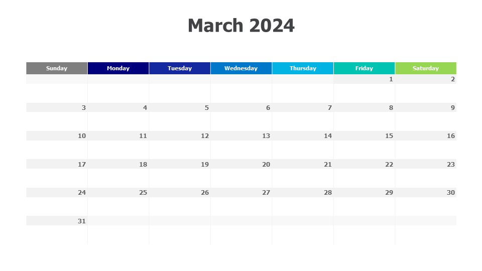 March 2024 calendar Inforgraphics & Slides