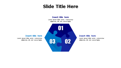 3 points hexagon shape puzzle infographic