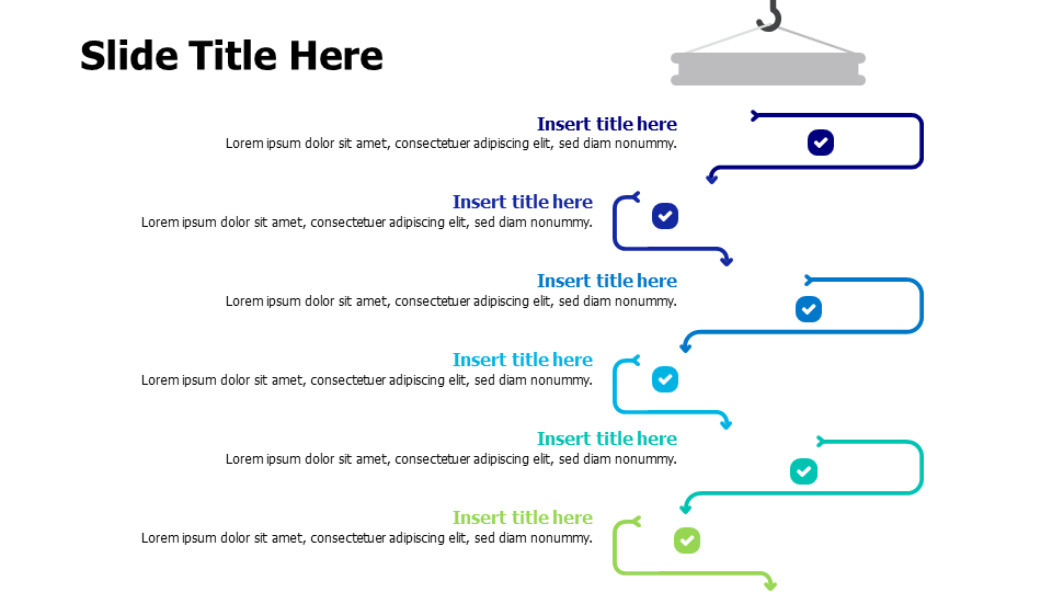 5 points outlined arrows with holder infographic PowerPoint Template