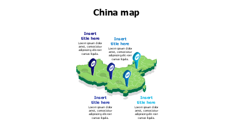 3D China map with location pins