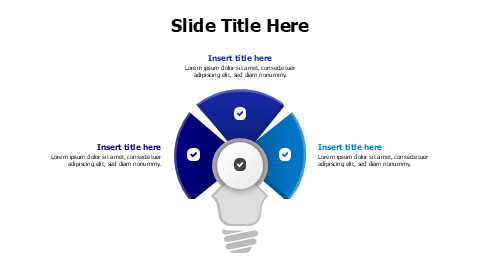 3 points colored bulb infographic with icons