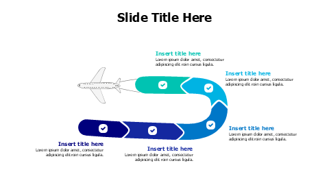 5 colored arrow with a plane infographic