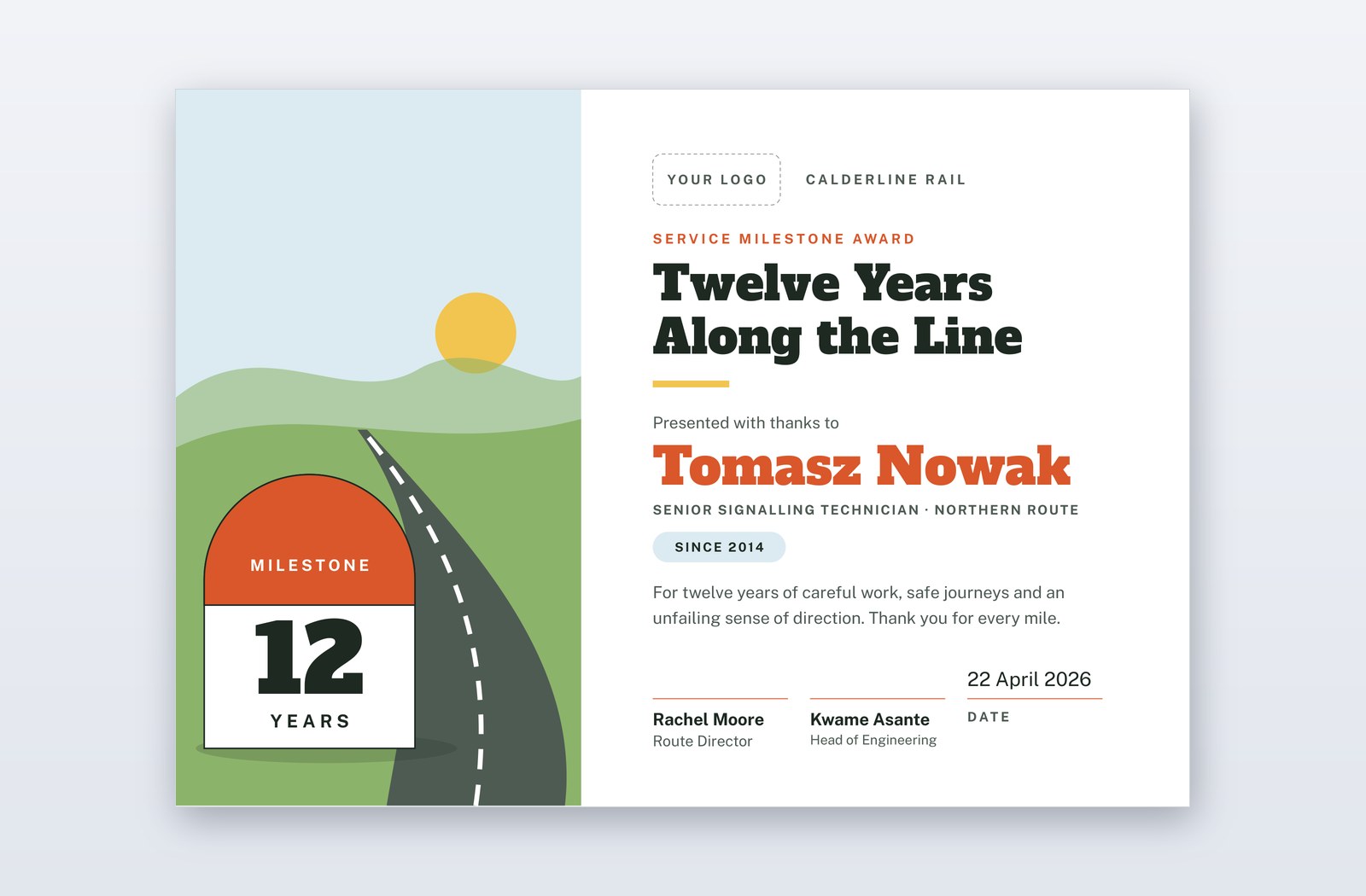 Free Service Milestone Award Template – Ahead | PPT-Design