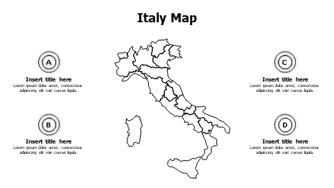 4 points outline Italy map infographic
