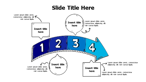 4 points rounded doodle arrow with numbers infographic