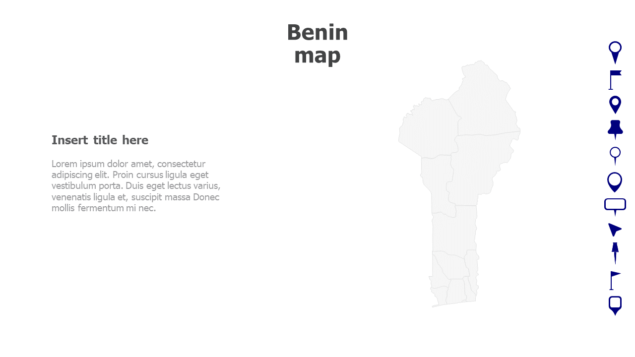 Map,Editable map,pins,countries,counties,infographics,continent,powerpoint,powerpoint infographics,Google slides,Keynote,Benin map