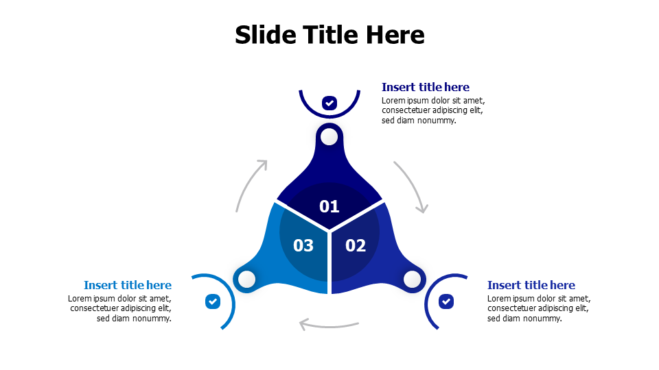 3 points divided circle with arrows infographic PowerPoint Template
