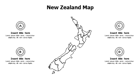 4 points outline New Zealand map infographic