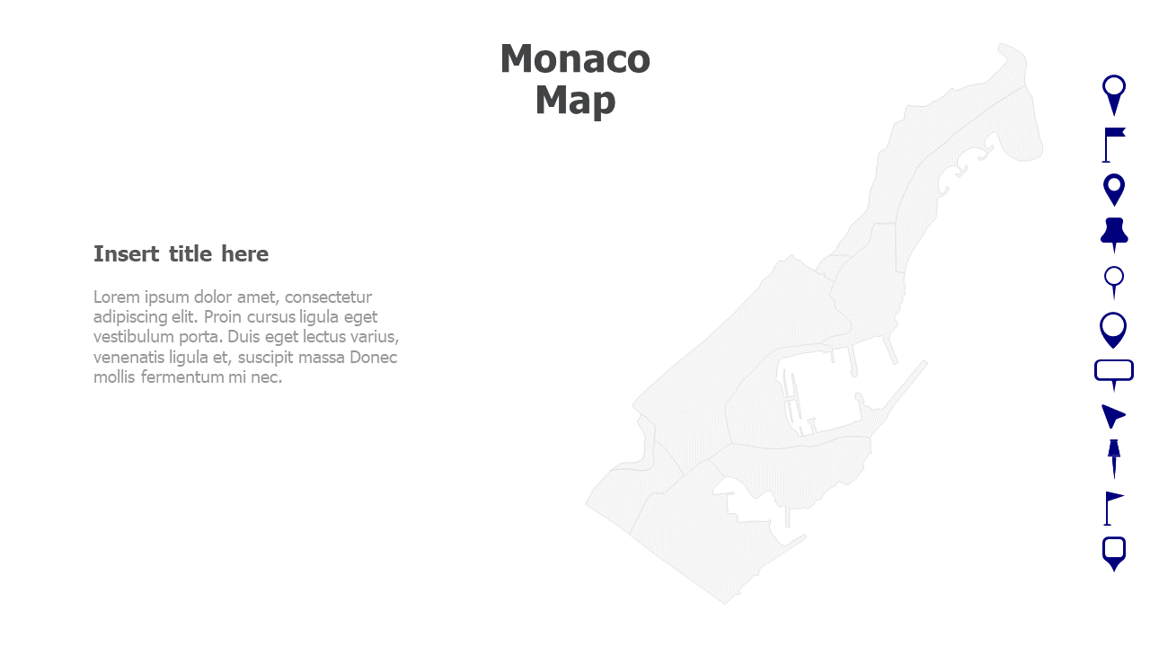 Map,Editable map,pins,countries,counties,infographics,continent,powerpoint,powerpoint infographics,Google slides,Keynote,Monaco Map