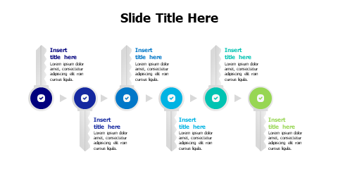 6 colored keys on a timeline infographic