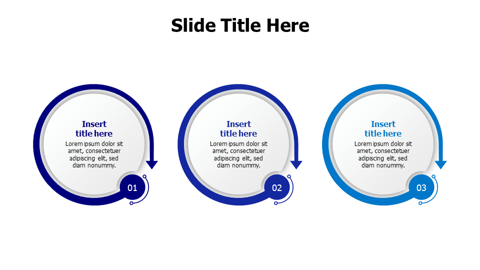 3 circles with rounded arrow infographic PowerPoint Template