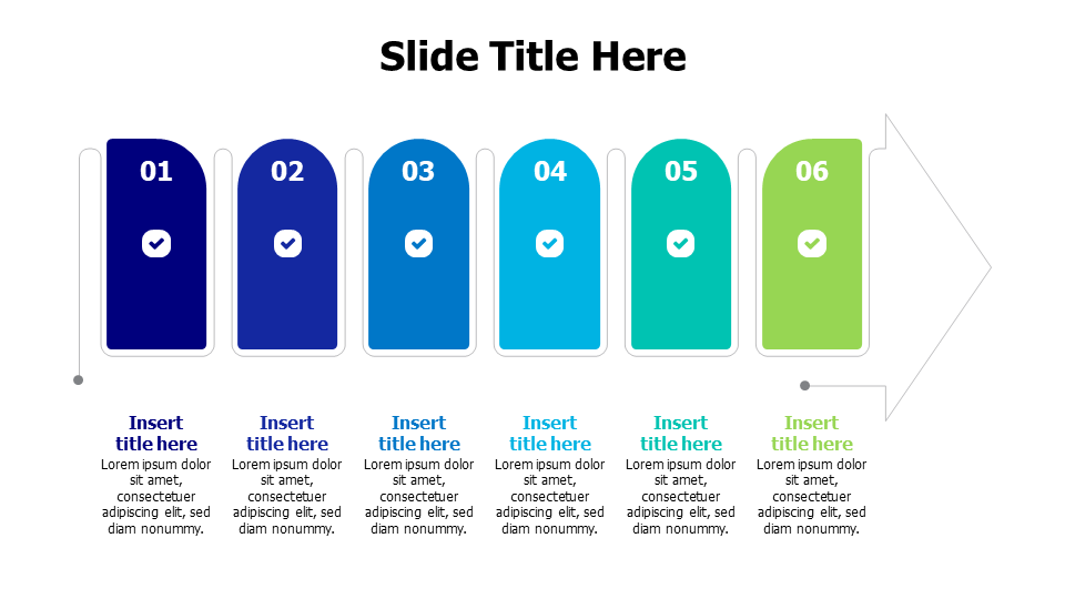 Six Step Process Arrow Flow Diagram | Arrows | PPT Design