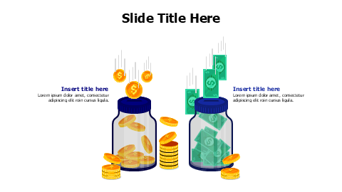 2 savings jars with banknotes and coins infographic