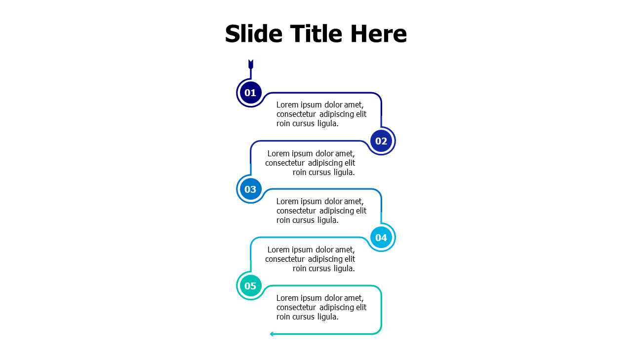 Five Step Vertical Process Flow Diagram | PPT Design