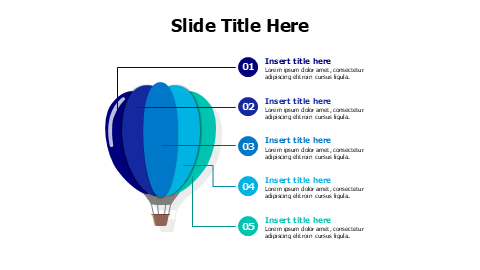 5 points colored parachute infographic