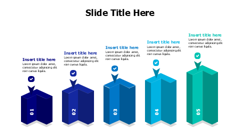 5 points growing 3D blocks infographic PowerPoint Template