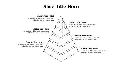 6 points outline 3D striped pyramid infographic