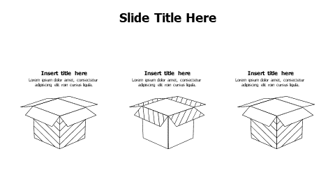 3 points outline deifferent opened boxes infographic