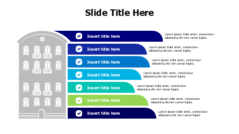 7 points colored stripes from a building infographic