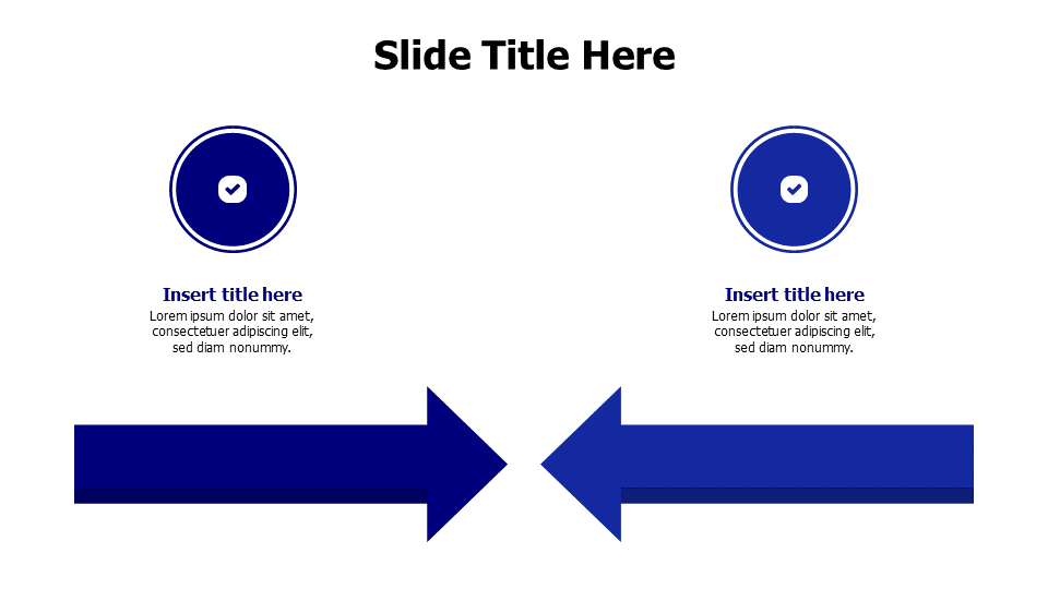 2 circles with colored opposite arrows infographic