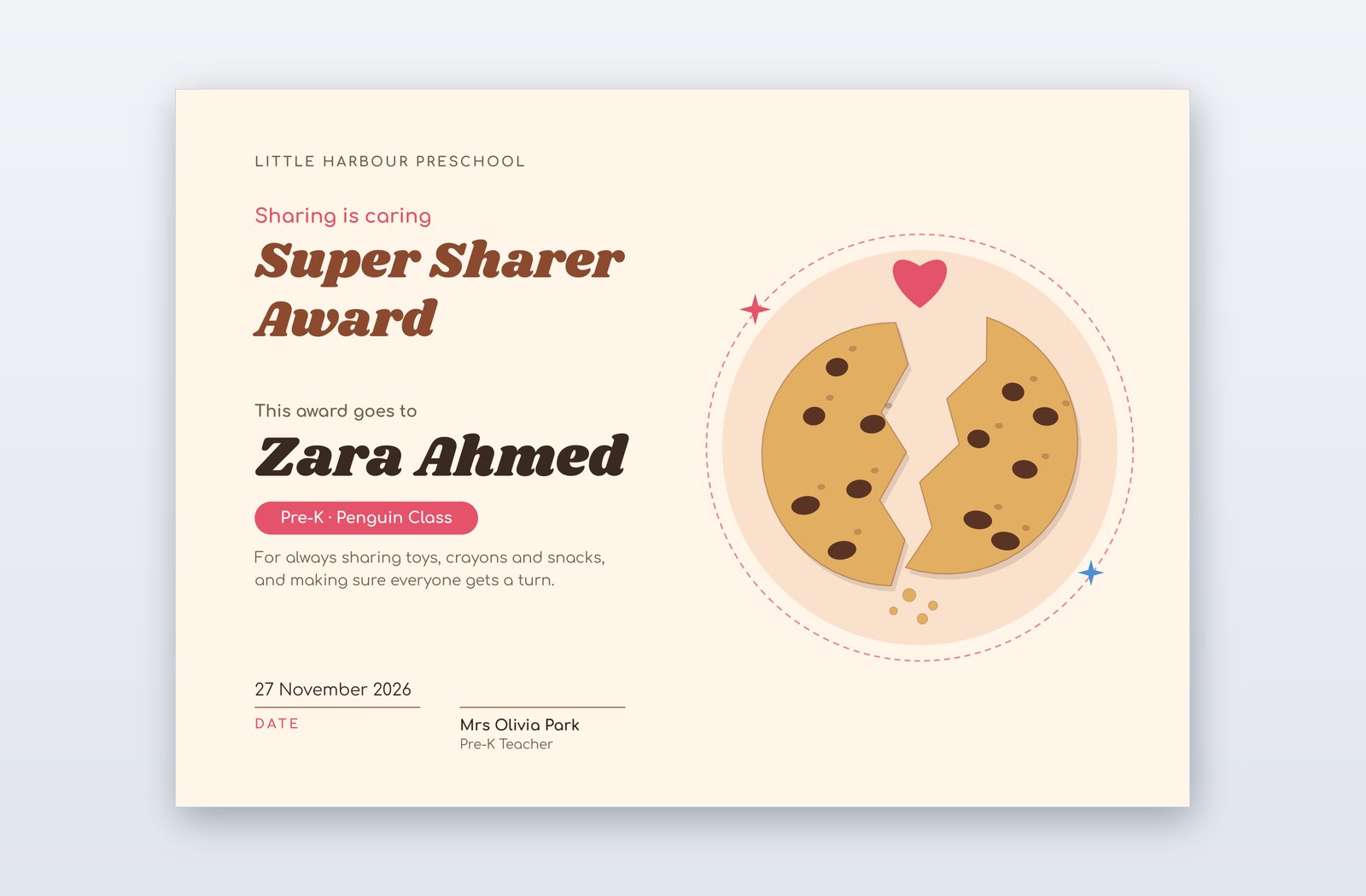 Free Super Sharer Award Template – Split Cookie | PPT-Design