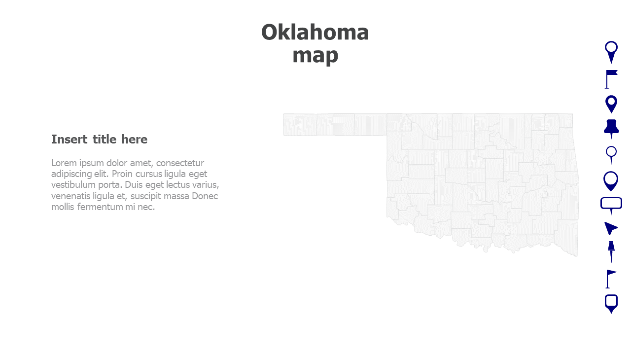 Map,Editable map,pins,countries,counties,infographics,continent,powerpoint,powerpoint infographics,Google slides,Keynote,Oklahoma map
