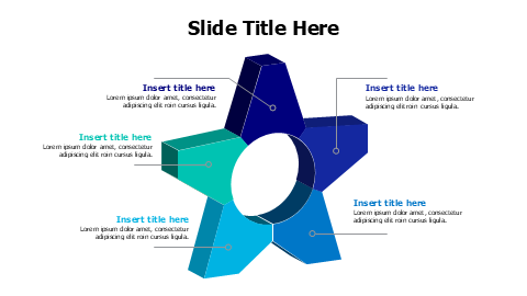 5 points 3D colored divided star infographic