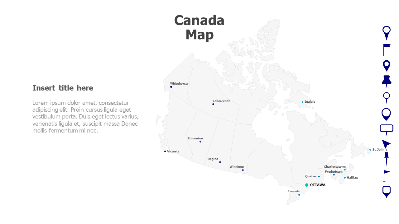 Map,Editable map,pins,countries,counties,infographics,continent,powerpoint,powerpoint infographics,Google slides,Keynote,Canada Map