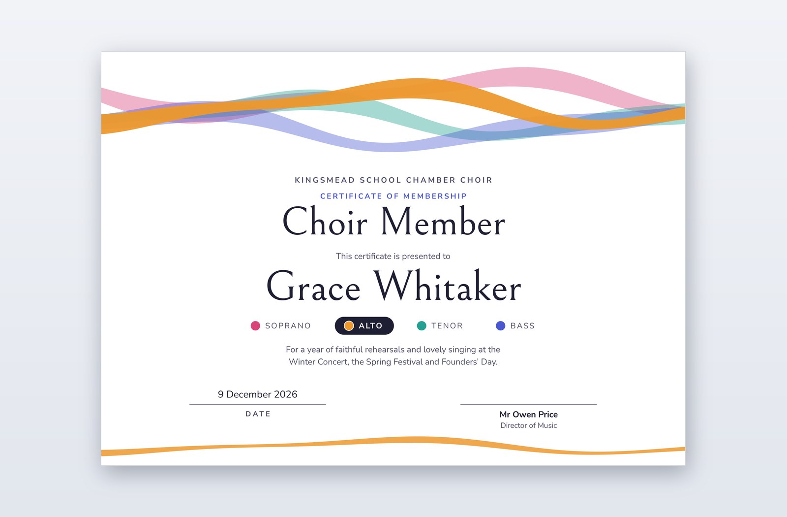 Free Choir Member Certificate Template – Blend | PPT-Design