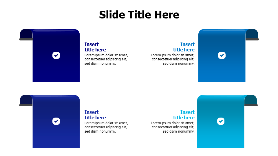 4 points 3D colored hanging flags infographic