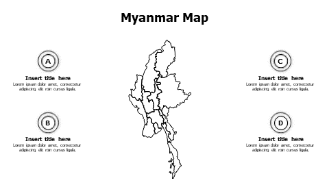 4 points outline Myanmar map infographic