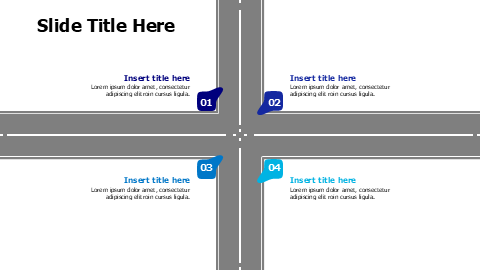 4 points crossed roads infographic