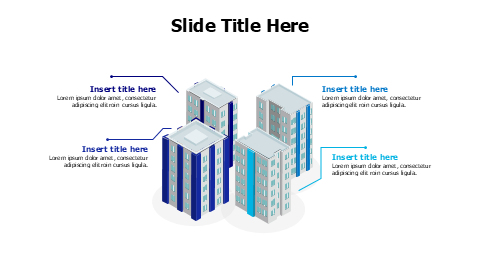 4 points 3D big buildings infographic