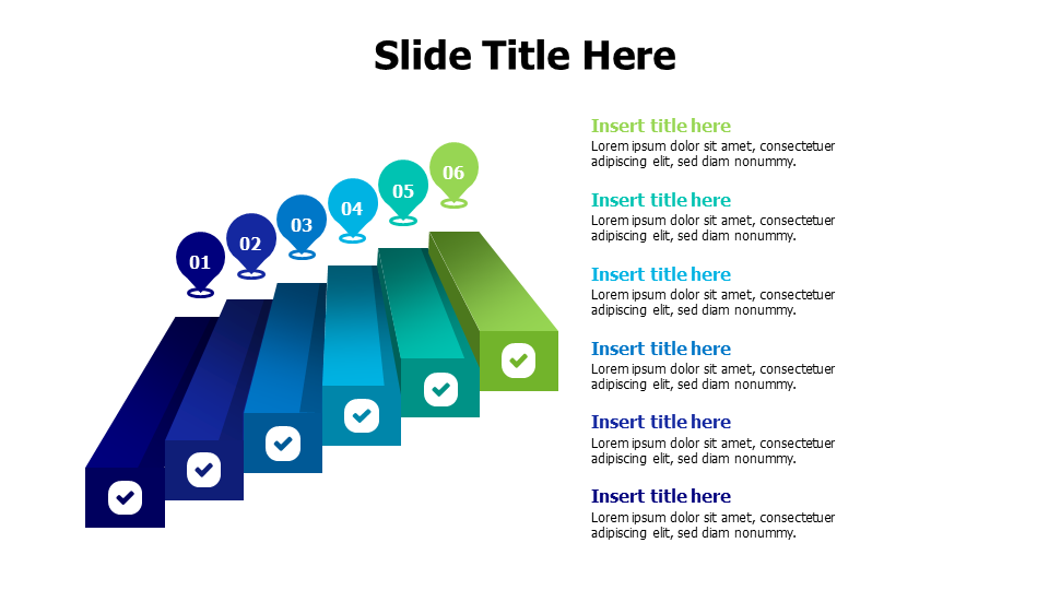 6 Points 3d Stairs With Location Pins Infographic Inforgraphics & Slides