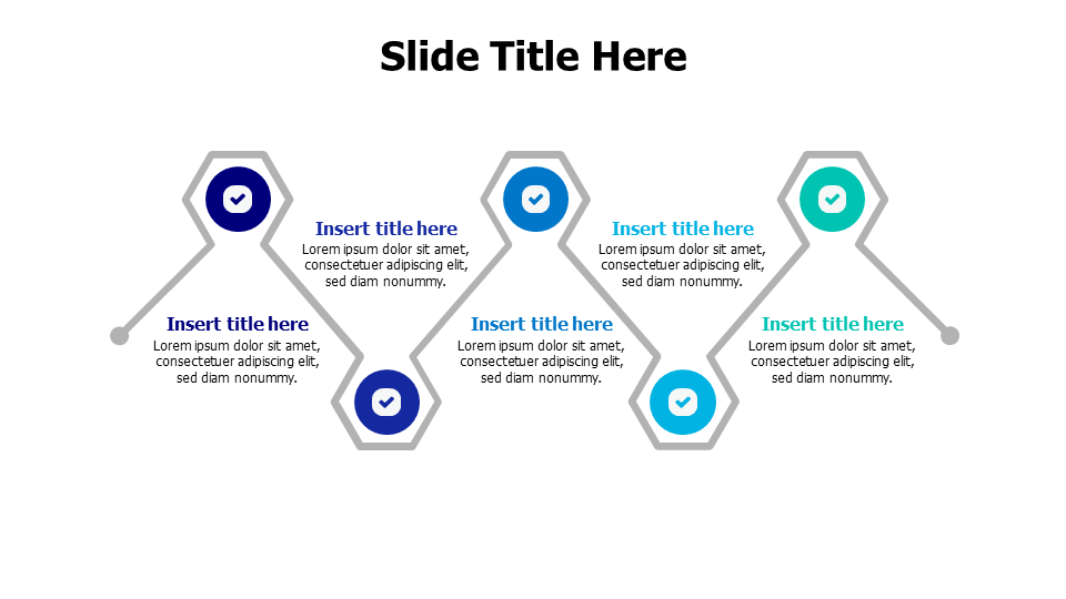 5 points zigzag line infographic