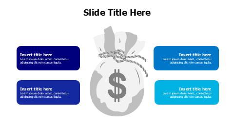 4 colored blocks with money bundle infographic