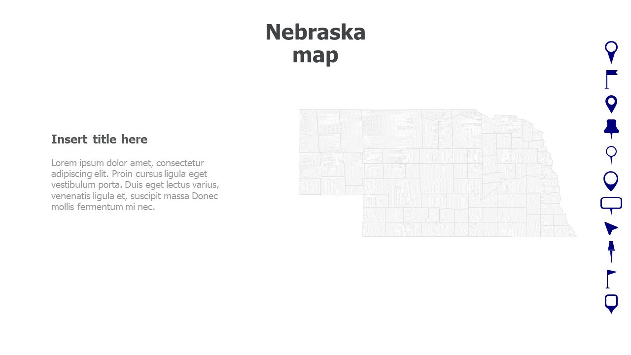Map,Editable map,pins,countries,counties,infographics,continent,powerpoint,powerpoint infographics,Google slides,Keynote,Nebraska map